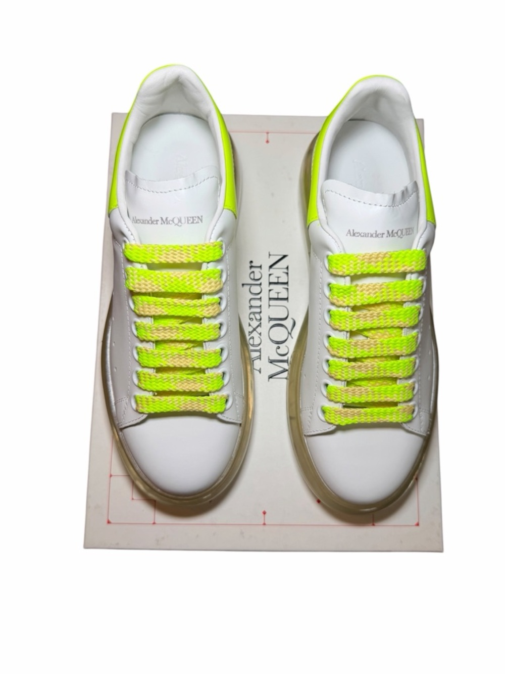 NWT Alexander McQueen Oversized Clear Sole Sneakers - White/Neon (US 7.5)